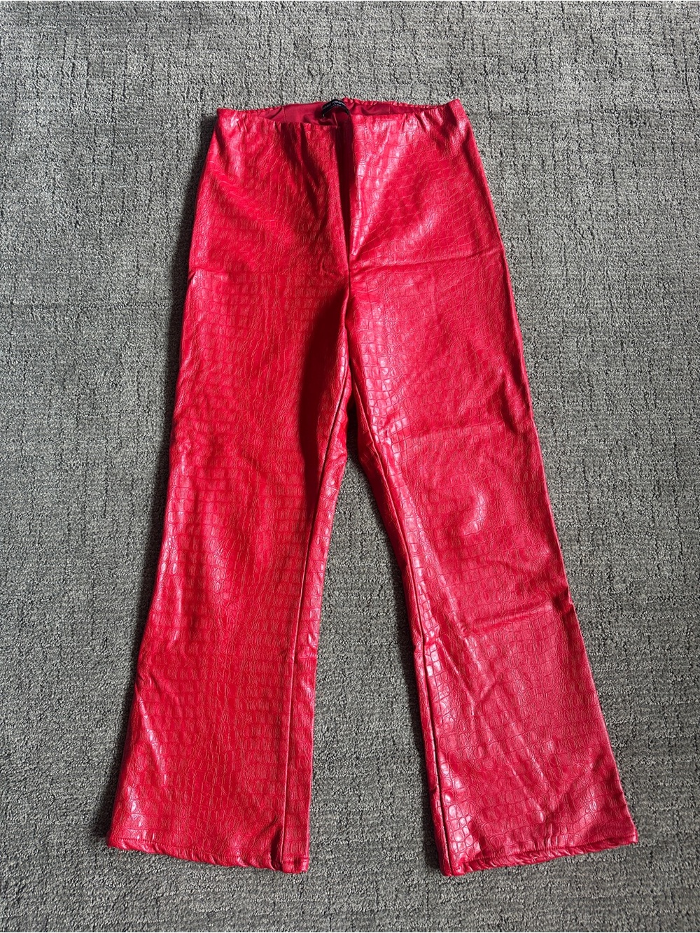 Naked Wardrobe Red Croc Faux Leather Flare Pants Edgy Y2K - L